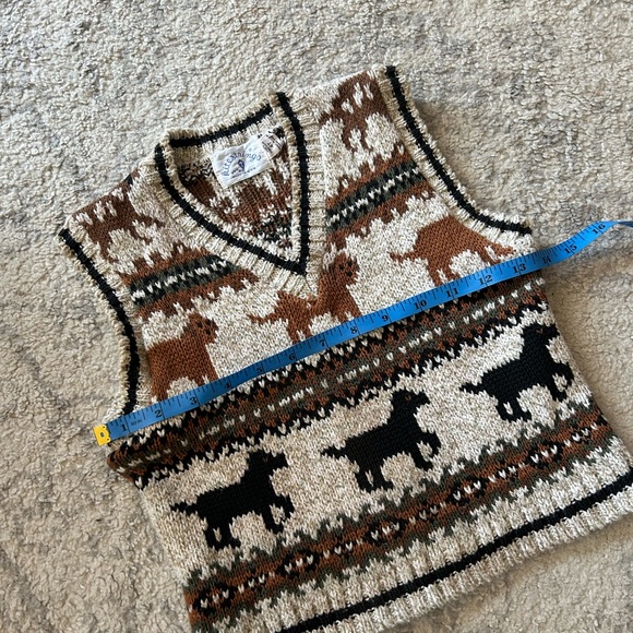 Kitestrings Hartstrings Sweater Vest Vintage Boys 4T Vintage Brown Dogs Chunky - Picture 5 of 6